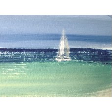 “Nudist Beach. Sea” – Original Female Nude Oil Painting on Paper | Marina Stognieva